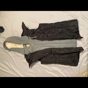 Winter vest with hood and faux fur lining